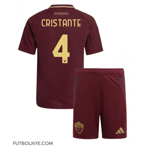 Camiseta AS Roma Bryan Cristante #4 Primera Equipación para niños 2024-25 manga corta (+ pantalones cortos)